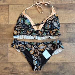 Cupshe Black Floral Bikini